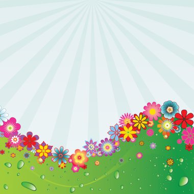 Flower background against blue background clipart