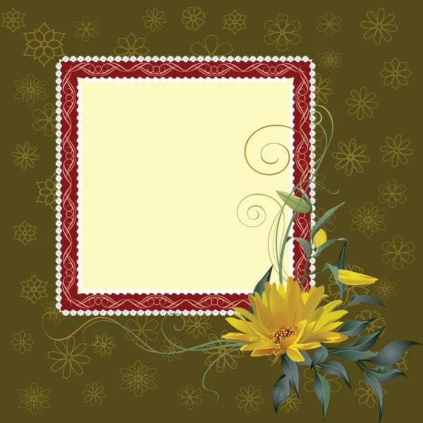 Quadratischer Rahmen Mit Gelber Blume — Stockvektor