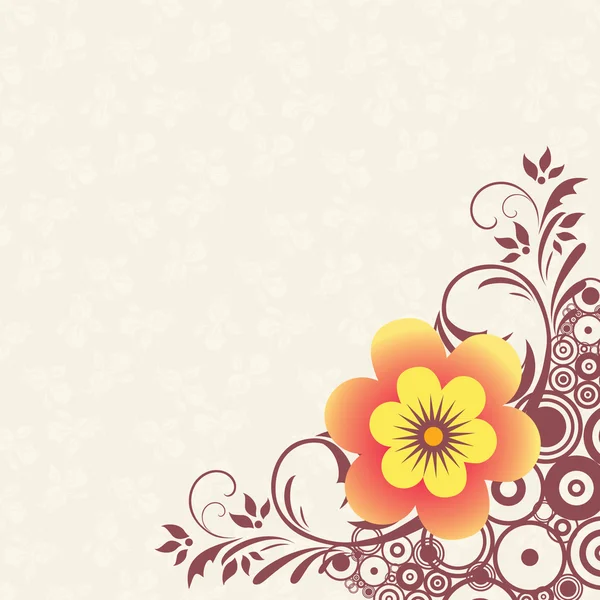 Blume Mit Grunge Wirbeln Über Gemustertem Hintergrund — Stockvektor
