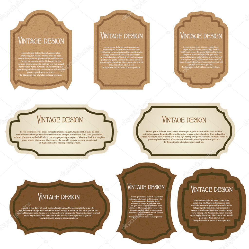 Vintage labels isolated on white background
