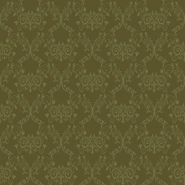 无缝花纹在橄榄绿色的背景 — 图库矢量图片