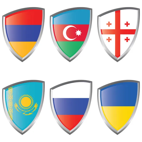 Leste 1 Europa escudo bandeira —  Vetores de Stock