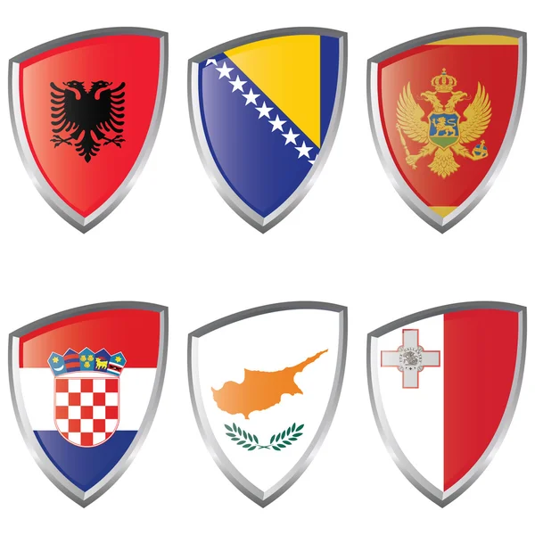 1 Νότια Ευρώπη ασπίδα σημαία — Διανυσματικό Αρχείο
