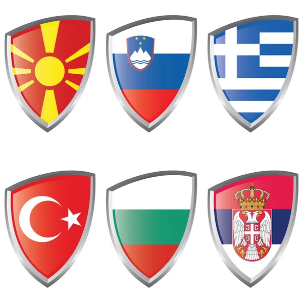 South 2 Europe Shield Bandeira —  Vetores de Stock