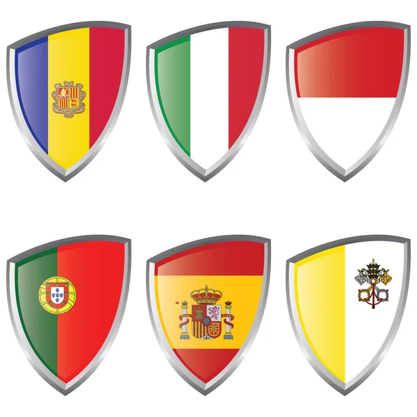 West 1 Europe Shield Flags — Stock Vector