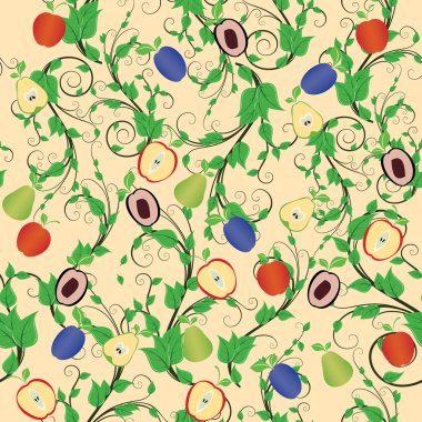 Seamless mixed fruit clipart