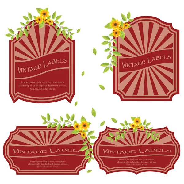 Vintage labels with flowers — Stock Vector