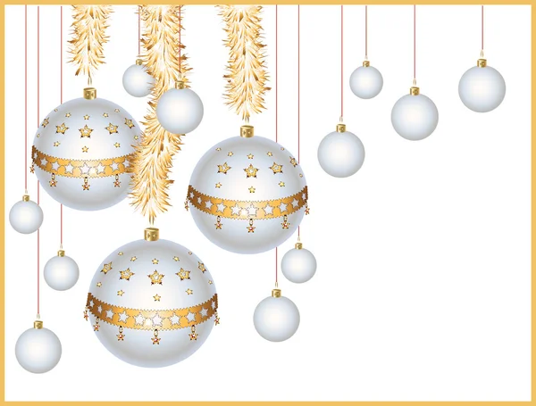 Christmas balls with tinsel — Stock Vector