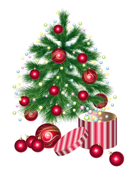 Χριστουγεννιάτικο δέντρο με διακόσμηση — Διανυσματικό Αρχείο