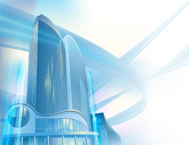Business background with modern city buildings clipart