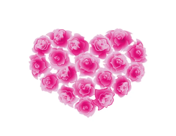 Μπουκέτο Από Τριαντάφυλλα Σχήμα Καρδιάς — Διανυσματικό Αρχείο
