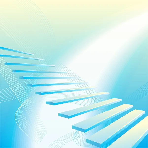 Luz Azul Abstrato Fundo Geométrico Com Escada — Vetor de Stock