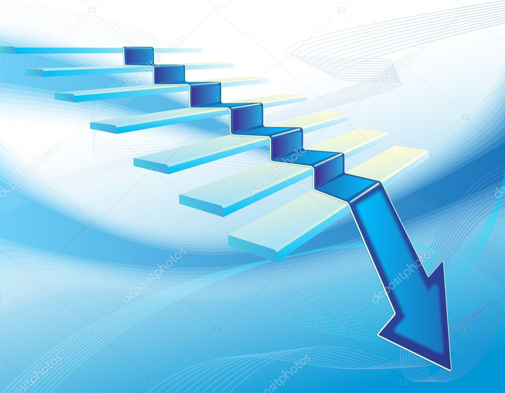Business abstract illustration with stair and blue arrow