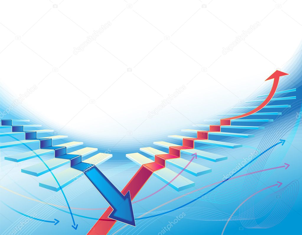 Business abstract illustration with stairs and arrows