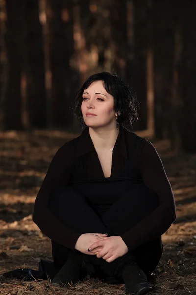 stock image Woman in a beautiful spring forest