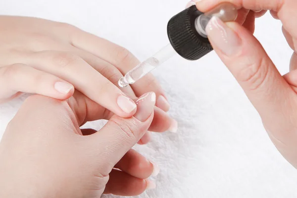 stock image Beautiful hands are doing manicure