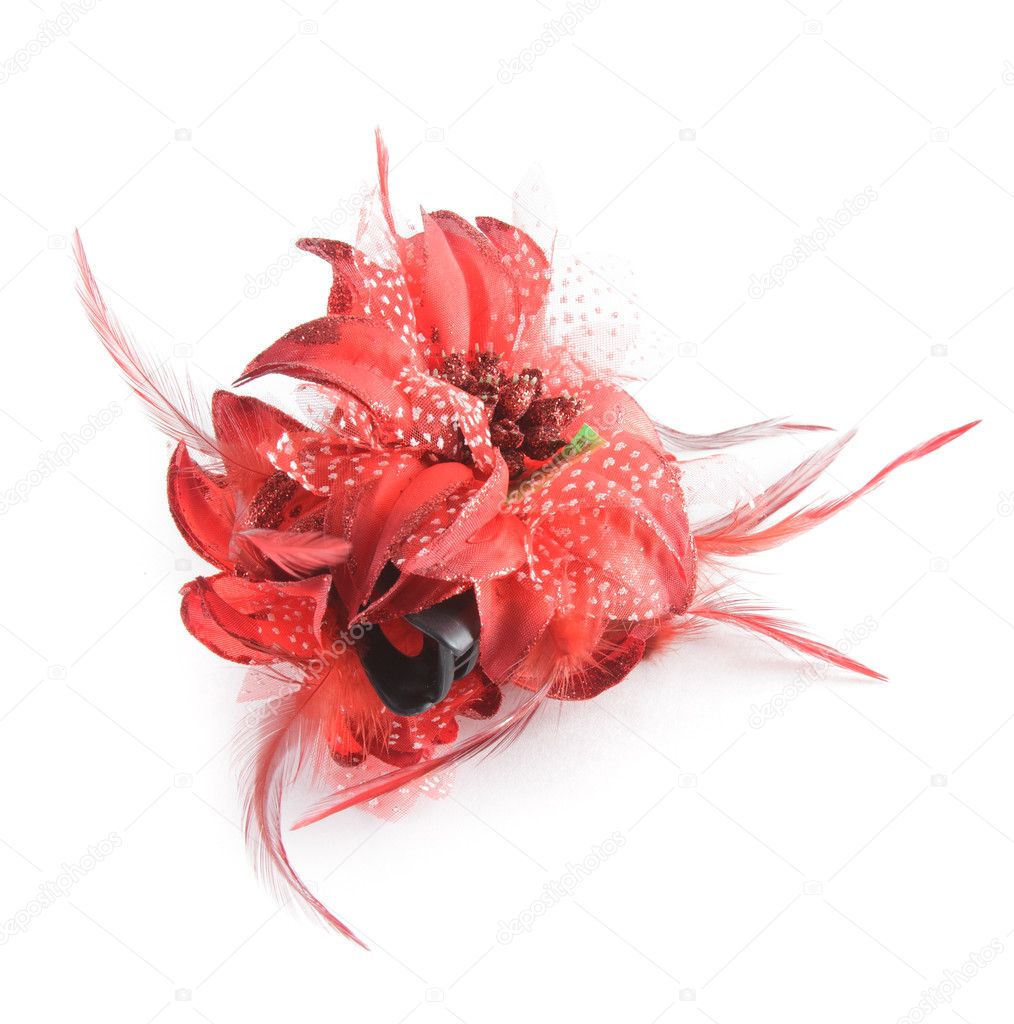 Red isolated barrette over white background. Fashion, object