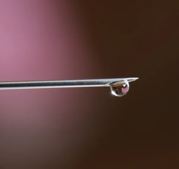 Closeup Needle Drop Water — Stock Photo, Image