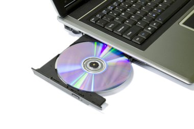 Laptop with Loaded DVD Drive clipart