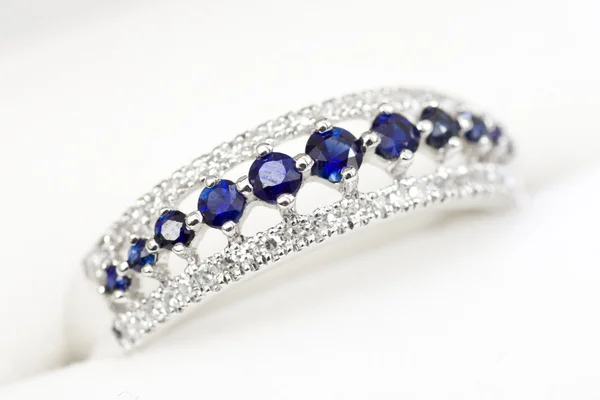 stock image Diamond and Sapphire Engagement Ring