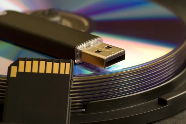 Cd, USB, cartão SD — Fotografia de Stock