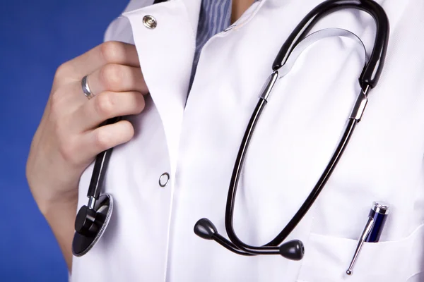 Nurse Doctor Holding Stethoscope White Scrubs — Stock Photo, Image