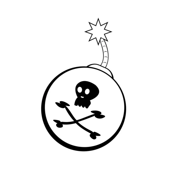 Simbolo bomba con teschio e ossa — Vettoriale Stock