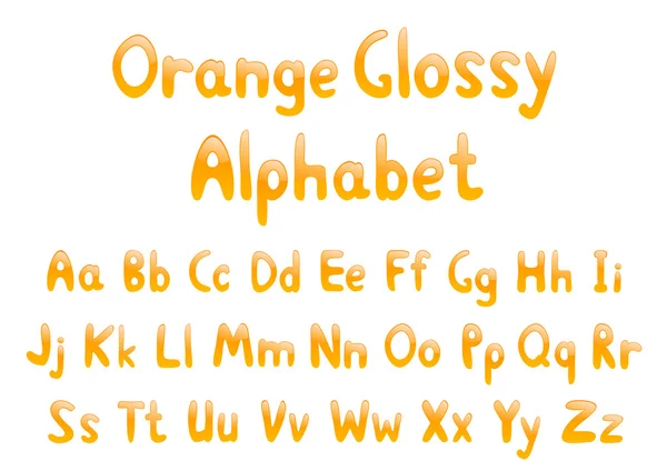 Orange glossy alphabet — Stock Vector
