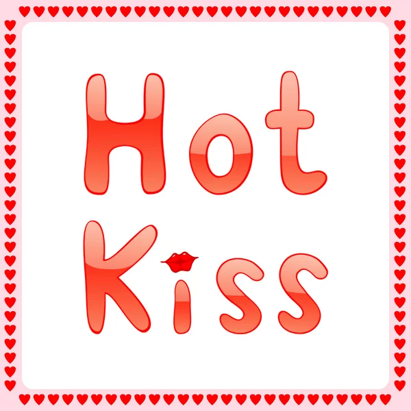 Αγίου Βαλεντίνου κάρτα "καυτό φιλί" — Διανυσματικό Αρχείο