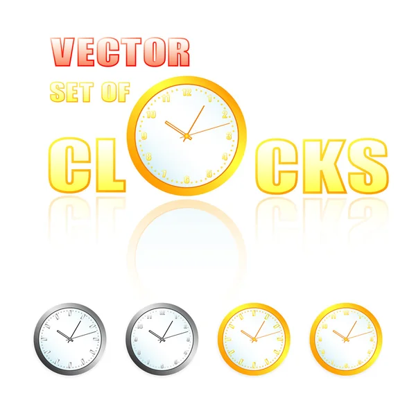 Vektor uppsättning av guld och silver klockor — Stock vektor
