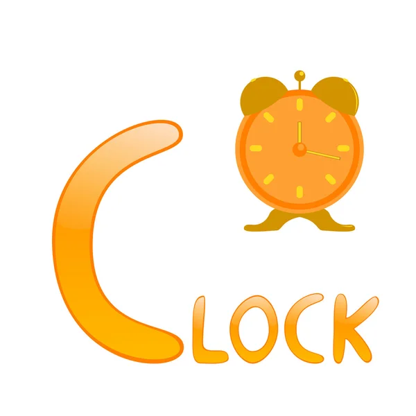 Lustiges Alphabet für Kinder. Uhr - Buchstabe c — Stockvektor