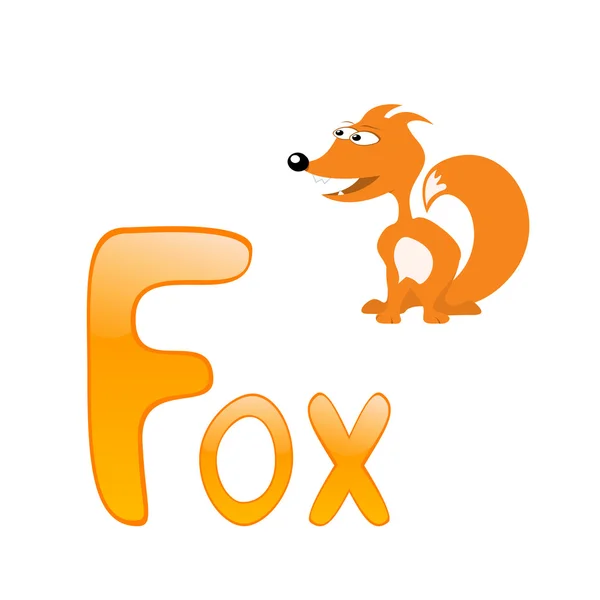 stock vector Funny alphabet for children. Fox - letter F