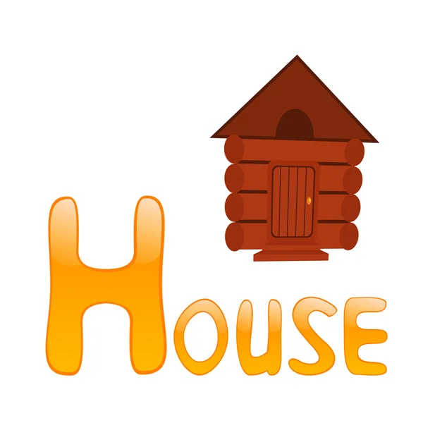 Funny alphabet for children. House - letter H — Stock Vector