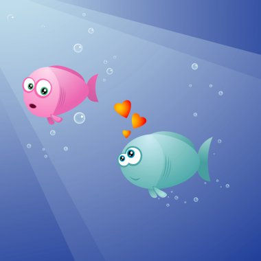 Fishes in love clipart