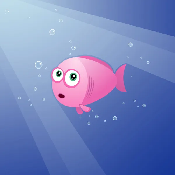 Surprised pink fish — Stock Vector
