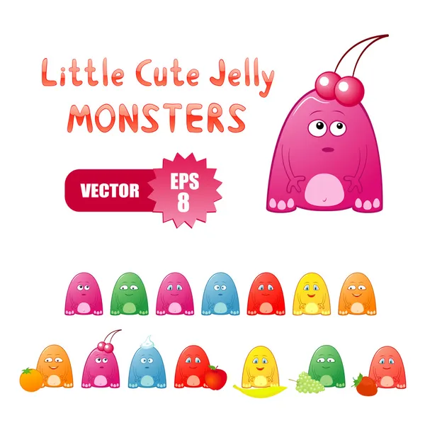 Monstruos lindos de gelatina — Vector de stock