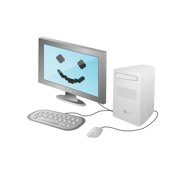 Dessin animé ordinateur à la maison — Image vectorielle