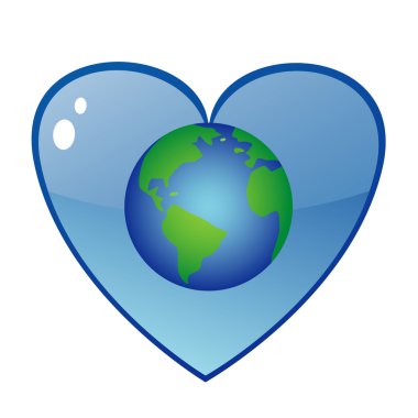Mavi kalp ile dünya sembolü