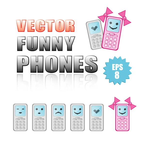 Cartoon mobile phones — Stock Vector