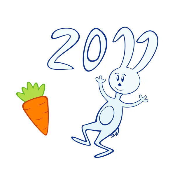 Conejito de dibujos animados con zanahoria 2011 — Archivo Imágenes Vectoriales