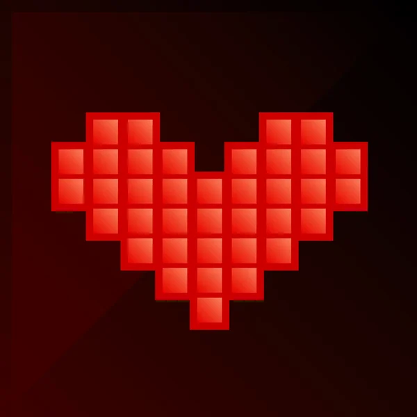 Vector Illustration Heart Symbol Pixel Art Style — 스톡 벡터