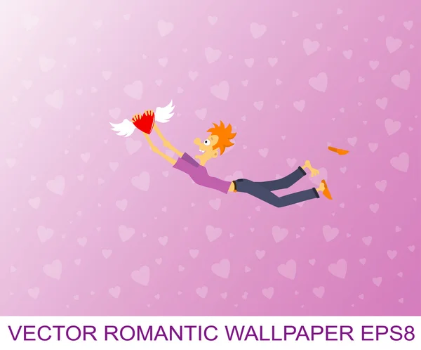 Vector Romantische Behang Met Jongen Liefde — Stockvector