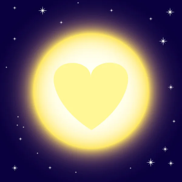 Vector Illustration Full Moon Heart Sign — Stock Vector