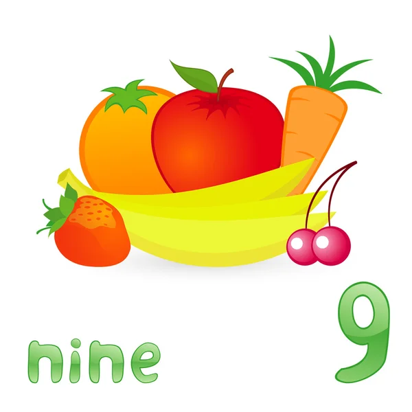 Nove frutos —  Vetores de Stock