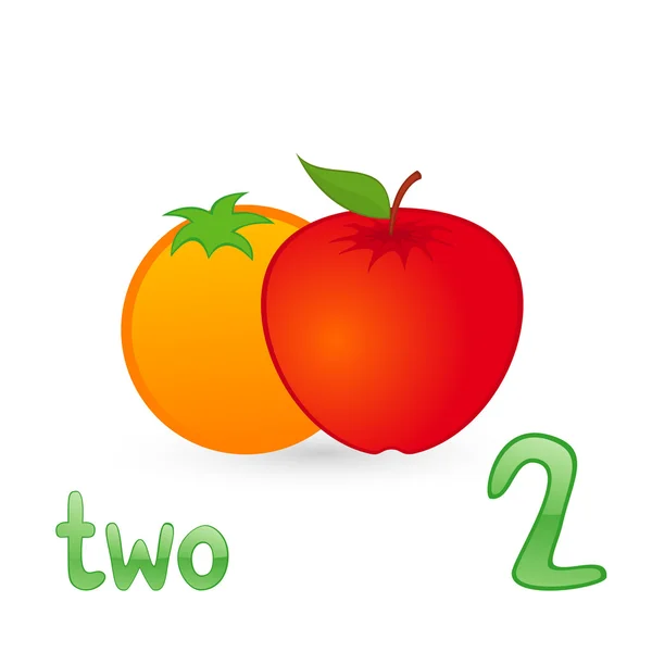 Vektor Illustration Äpple Och Apelsin För Barn Utbildning — Stock vektor