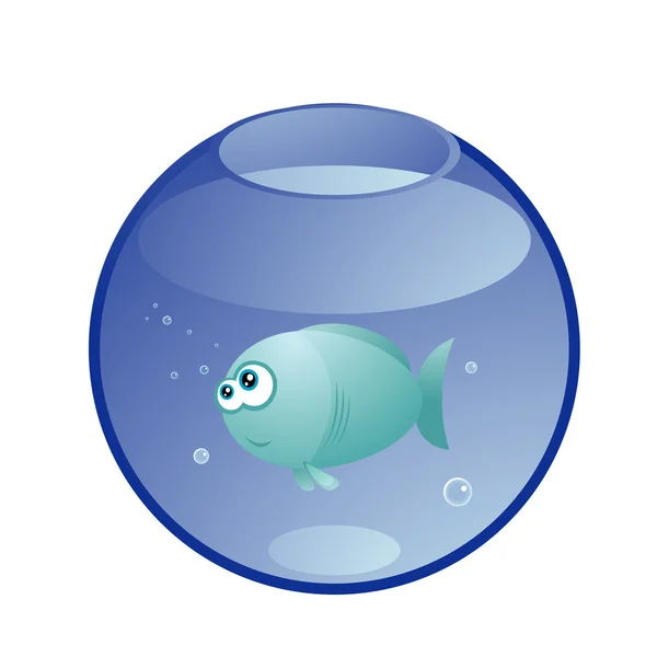수족관에서 귀여운 파란 물고기 — 스톡 벡터