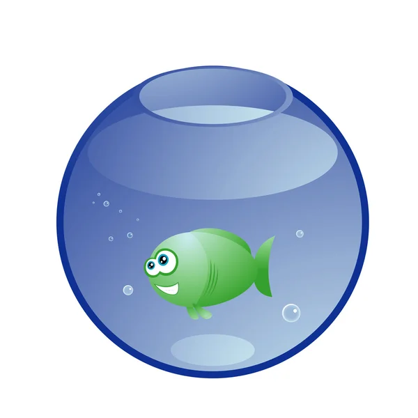 Smiling green fish in the aquarium — Stock Vector