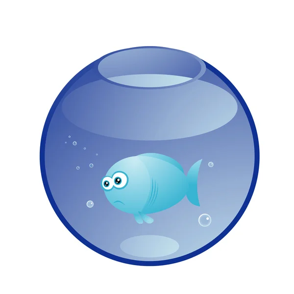 Сумна бірюзова риба в акваріумі — стоковий вектор