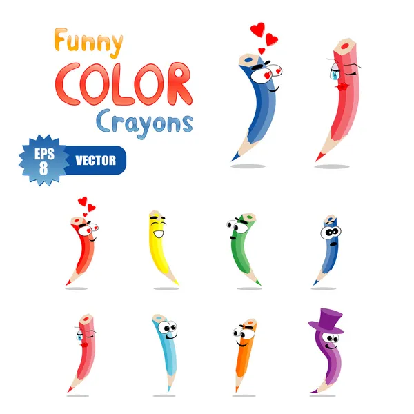 Lápices de colores divertidos — Vector de stock