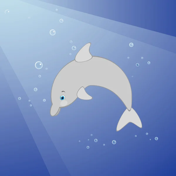 Cute dolphin underwater — Stock Vector
